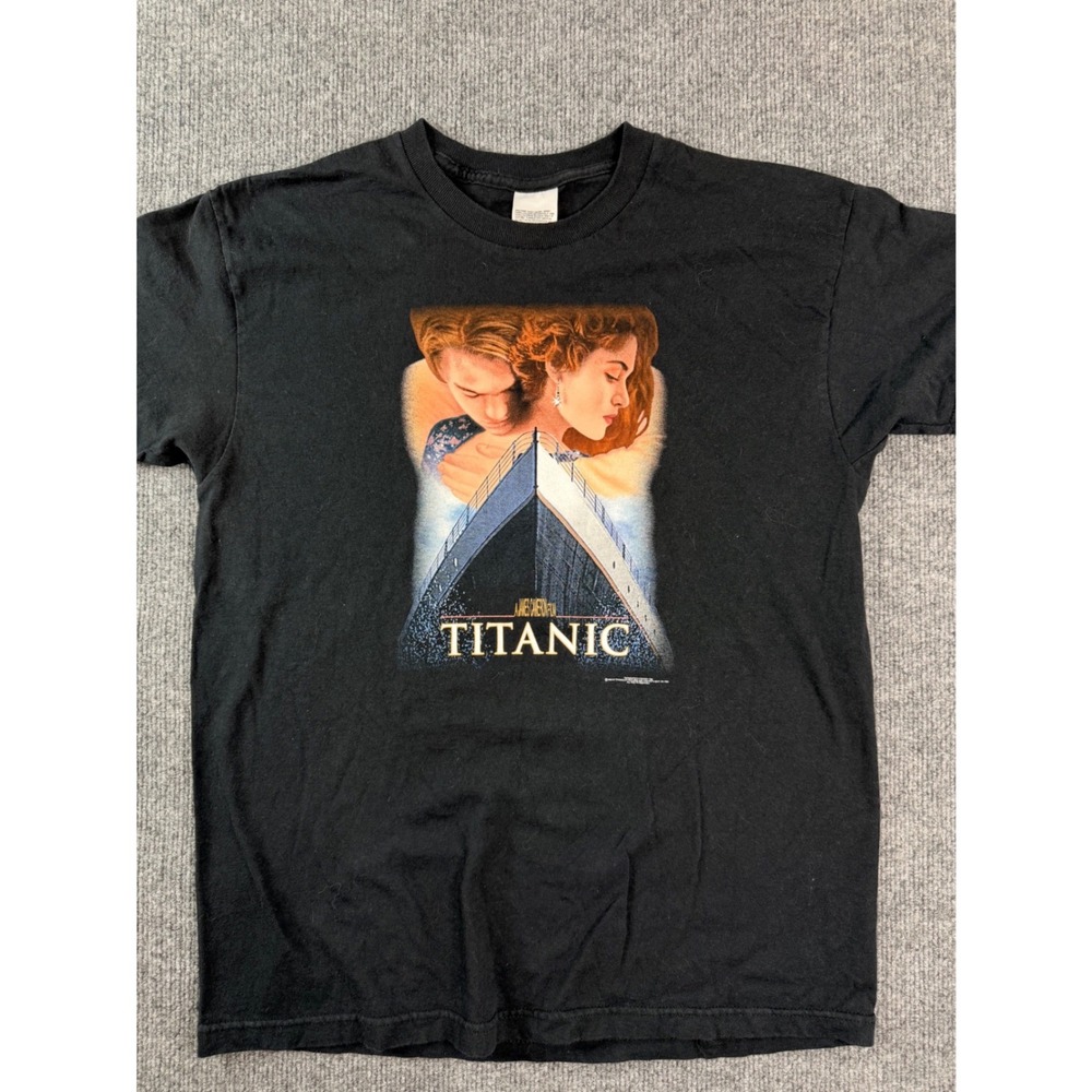 Vintage Titanic Movie Promo T-Shirt Youth XL Black 90s Jack Rose Graphic‎ Tee